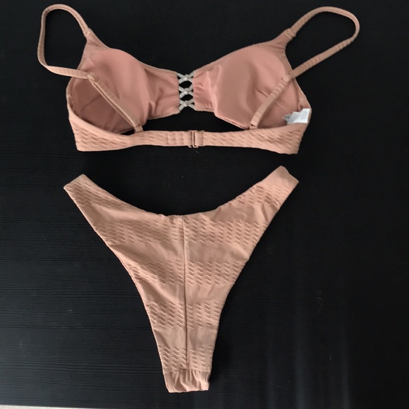 Tan/peachy aerie ribbed scoop top, cheeky bottoms - Picture 4 of 4